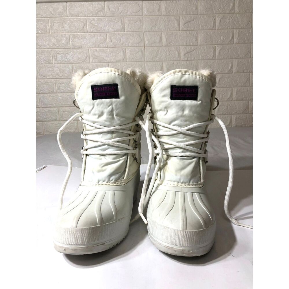Vtg 90s Sorel Kaufman Canada White Winter Snow Boot Duck Ski Cabin Core Size 9